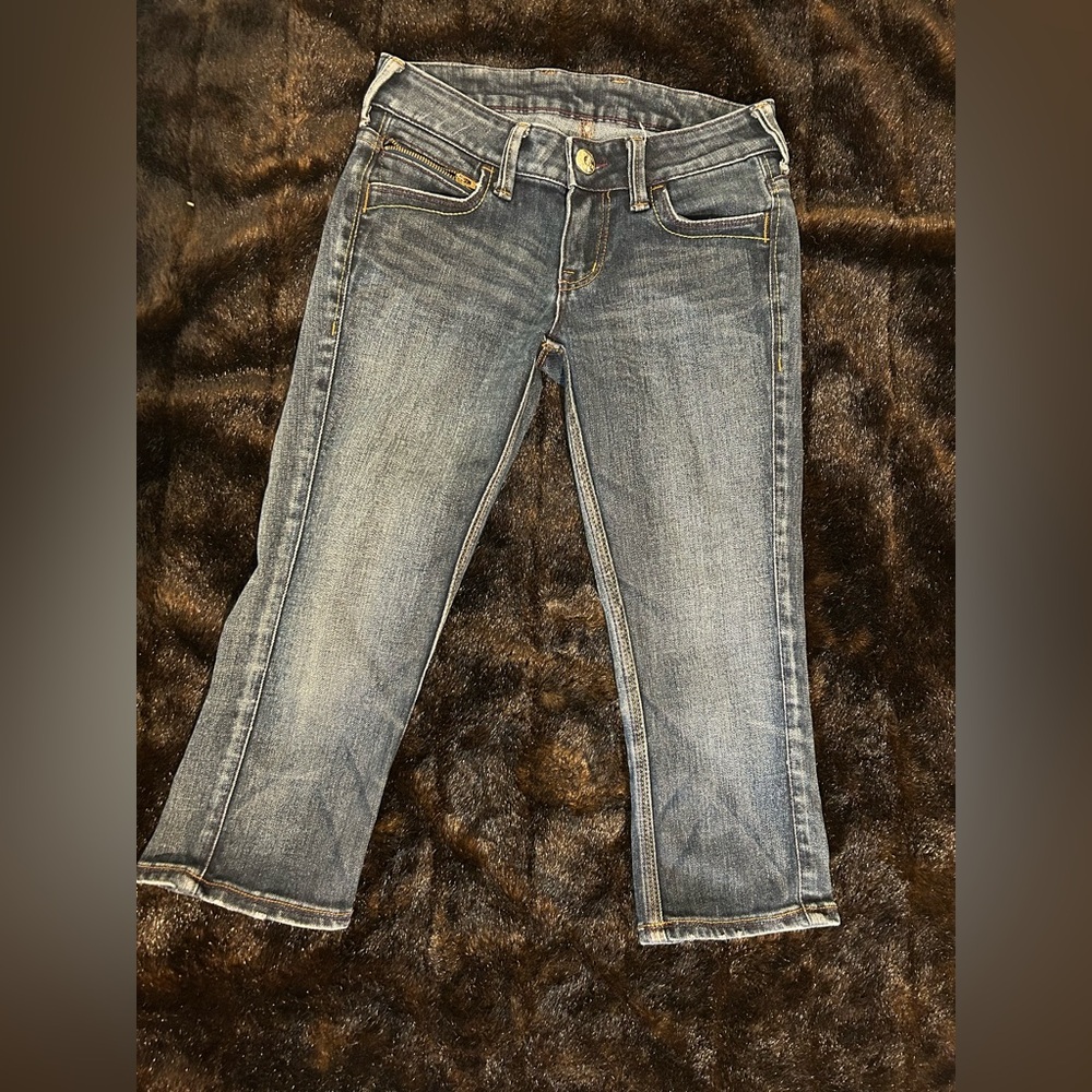 Wrangler Girls Blue Jeans Zipper Pocket Western Style Size 8 (see measurements)
